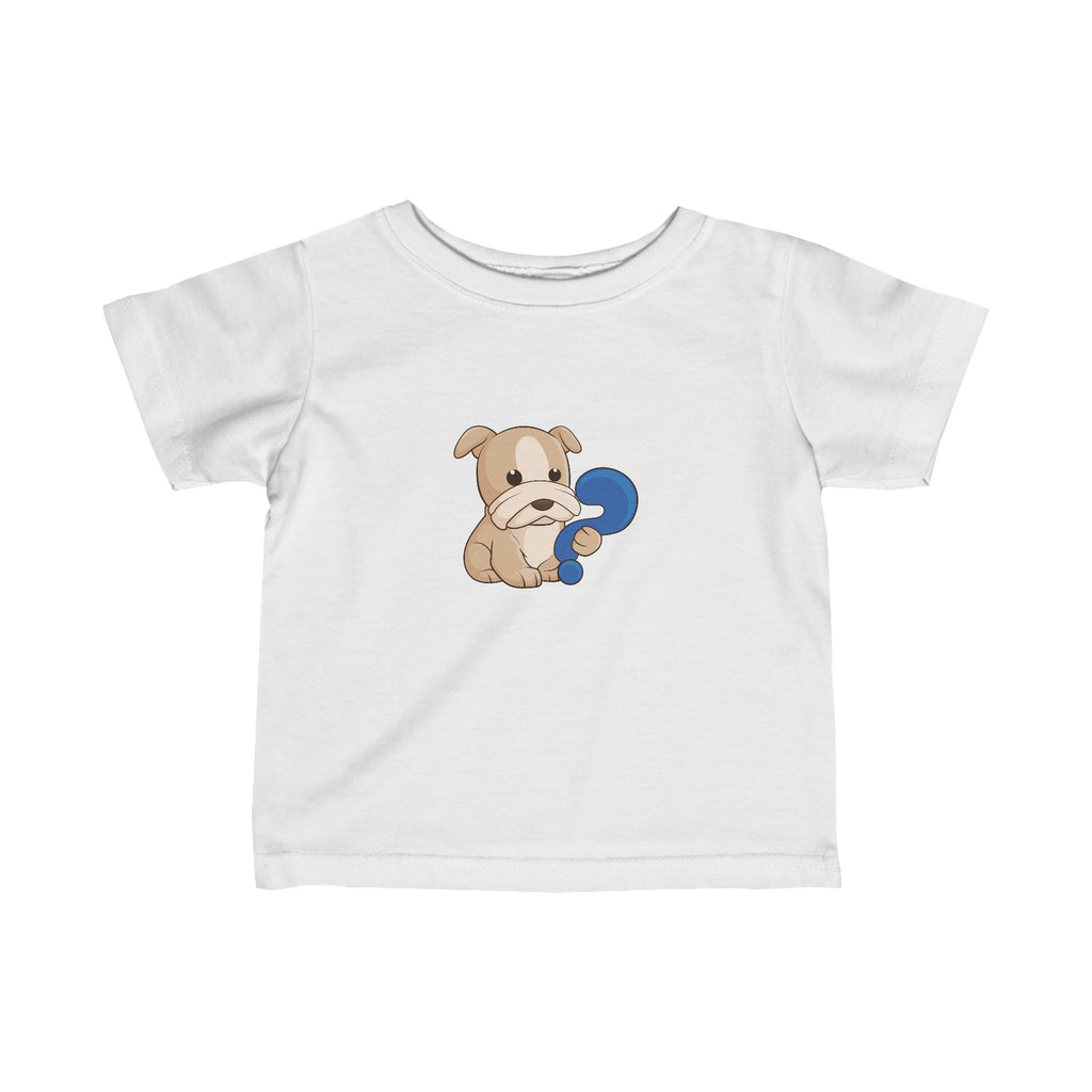 A short-sleeve white shirt with a picture of a dog.