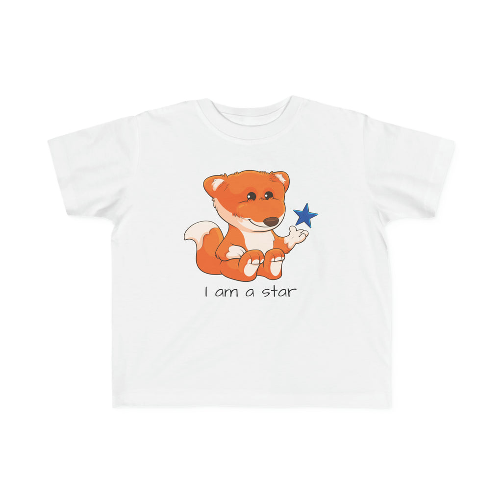 A short-sleeve white shirt with a picture of a fox that says I am a star.