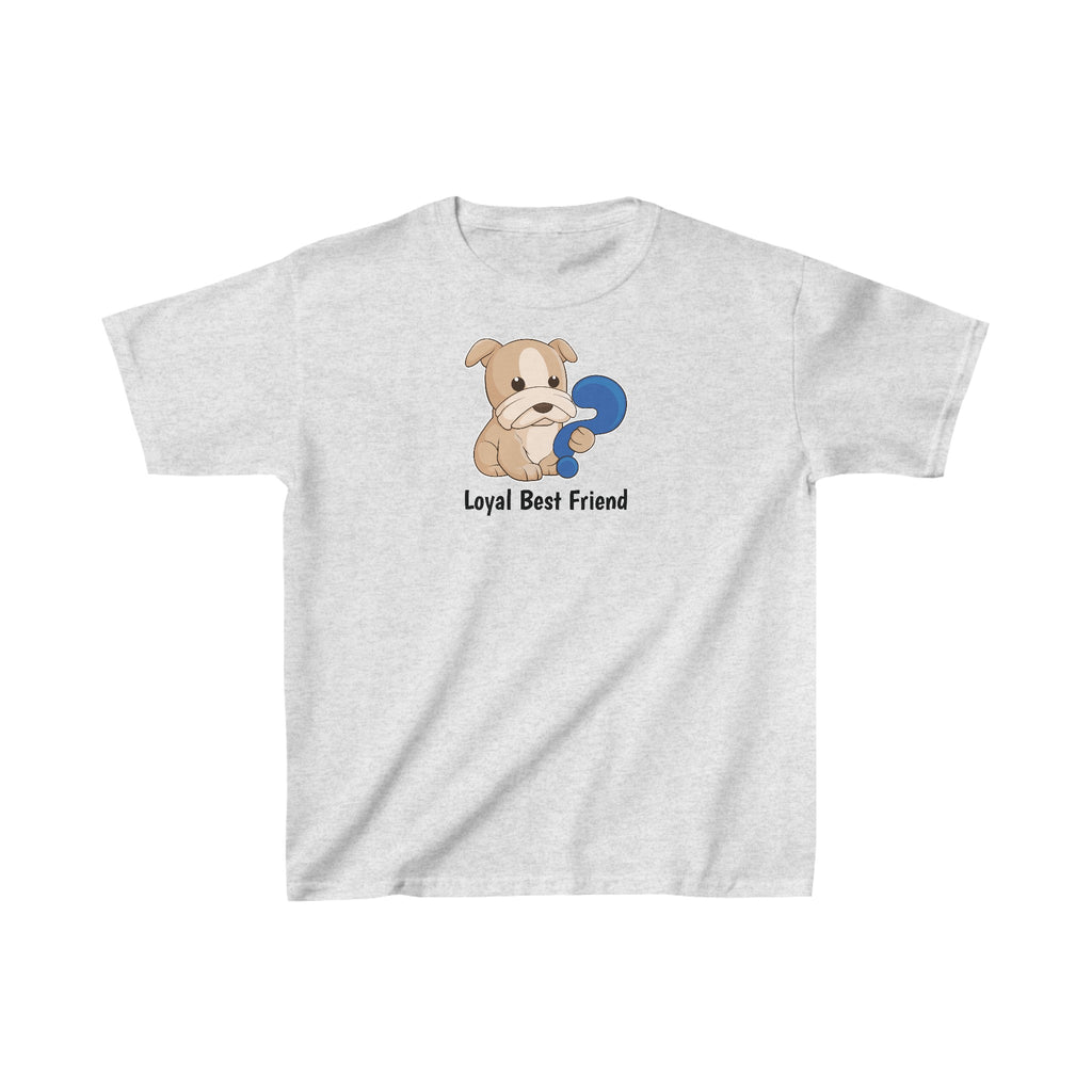 A short-sleeve light grey shirt with a picture of a dog that says Loyal Best Friend.