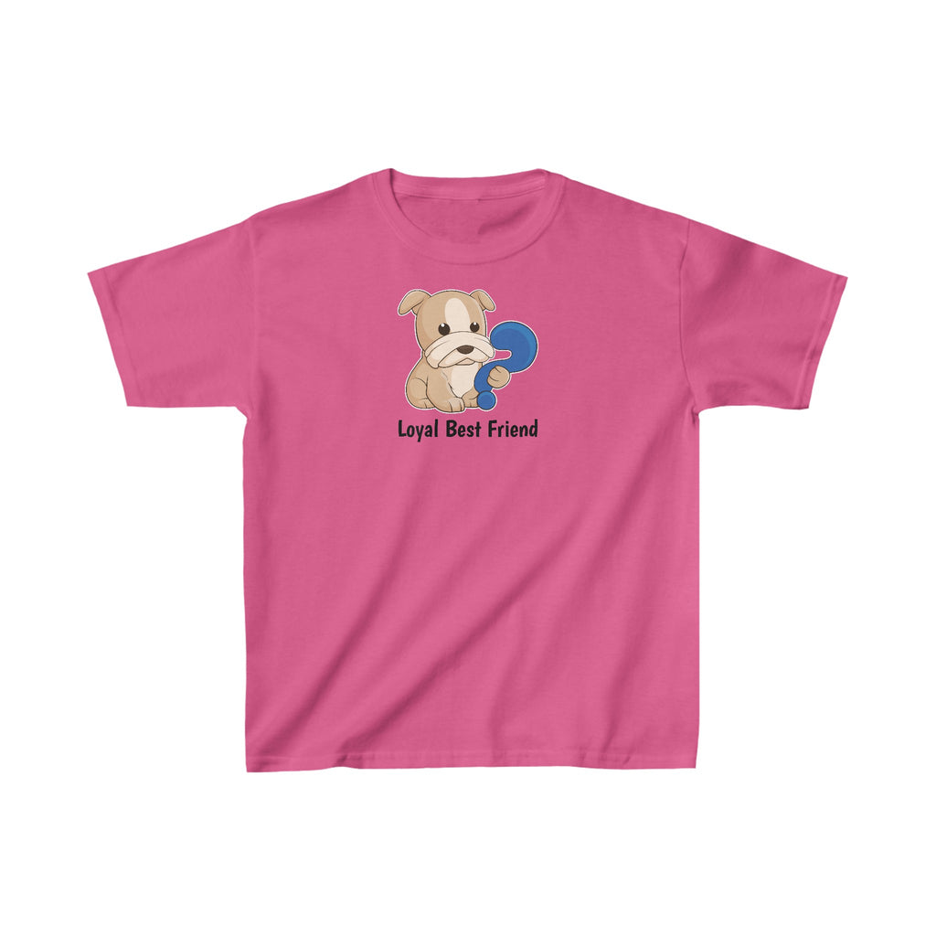A short-sleeve pink shirt with a picture of a dog that says Loyal Best Friend.