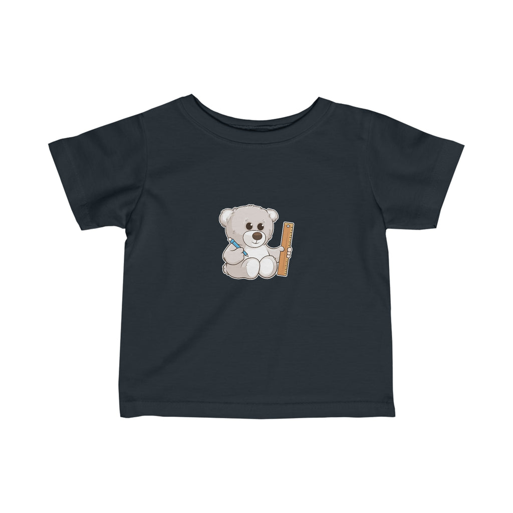 A short-sleeve black shirt with a picture of a bear.