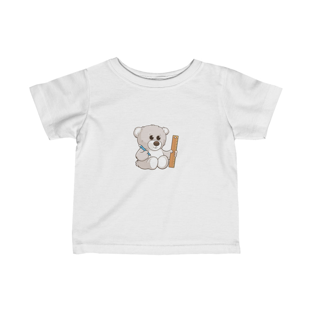 A short-sleeve white shirt with a picture of a bear.