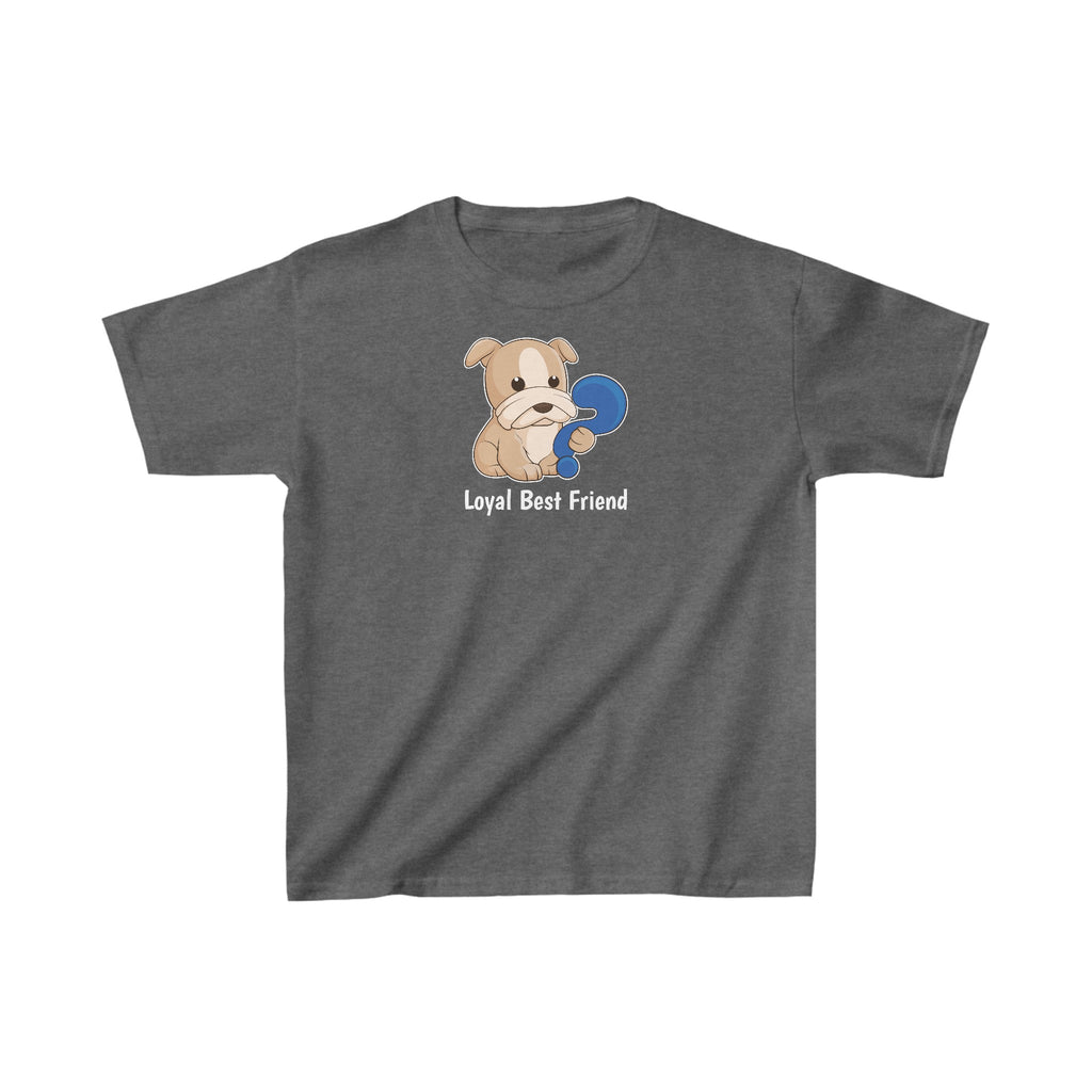 A short-sleeve dark grey shirt with a picture of a dog that says Loyal Best Friend.