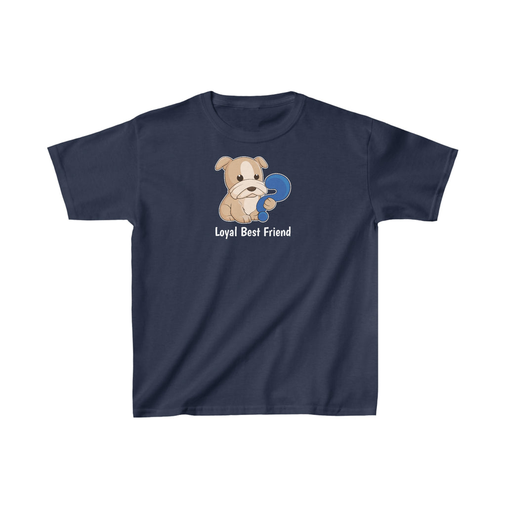 A short-sleeve navy blue shirt with a picture of a dog that says Loyal Best Friend.