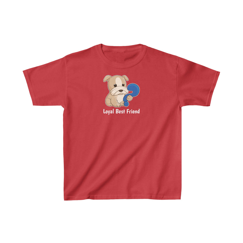 A short-sleeve red shirt with a picture of a dog that says Loyal Best Friend.