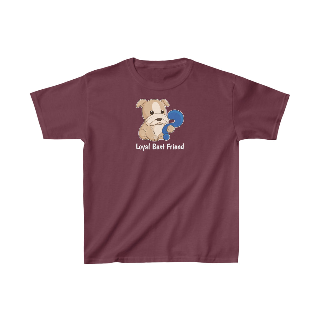 A short-sleeve maroon shirt with a picture of a dog that says Loyal Best Friend.