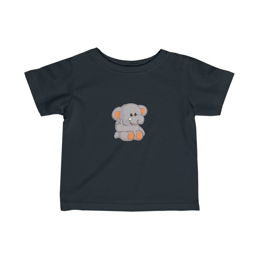 A short-sleeve black shirt with a picture of an elephant.